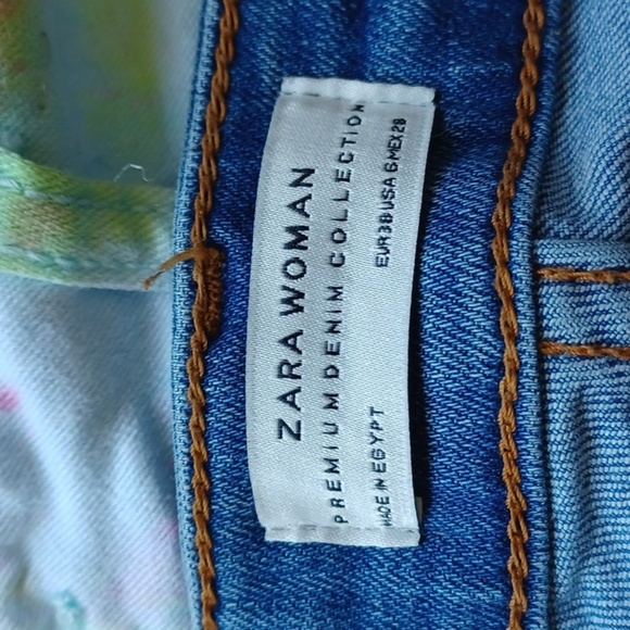 Zara floral embroidered distressed skinny ankle jeans, size 6 - Picture 5 of 6